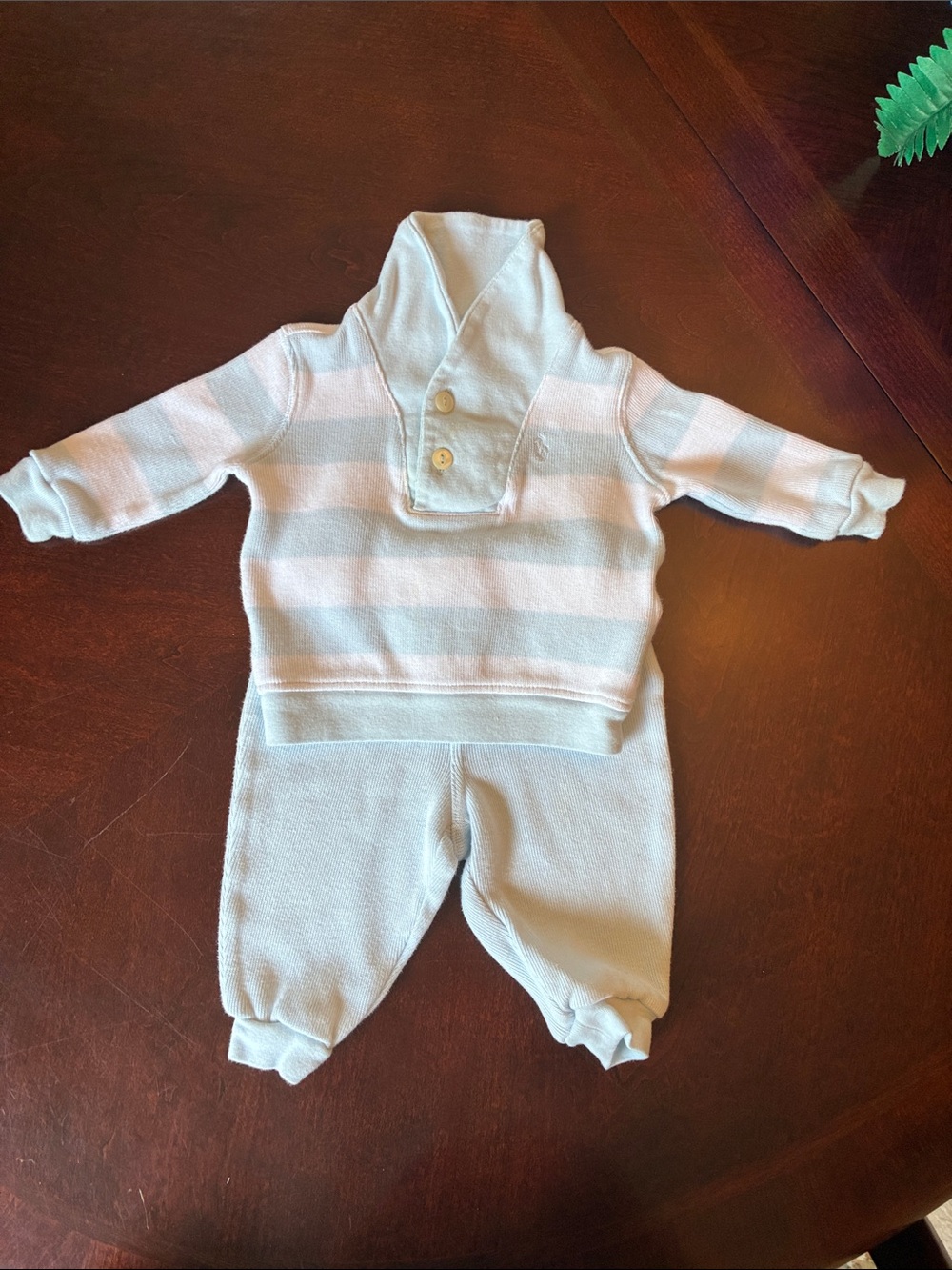 Polo Ralph Lauren Baby Boy Light Blue Striped Hoodie Joggers Set 6M 🧸